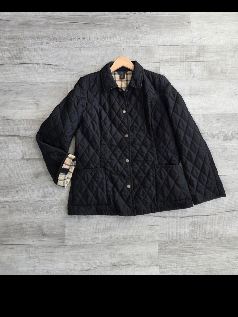 Brooks Brothers Womens Quilted Plaid Preppy Jacket 10 Black  Academia Equestrian